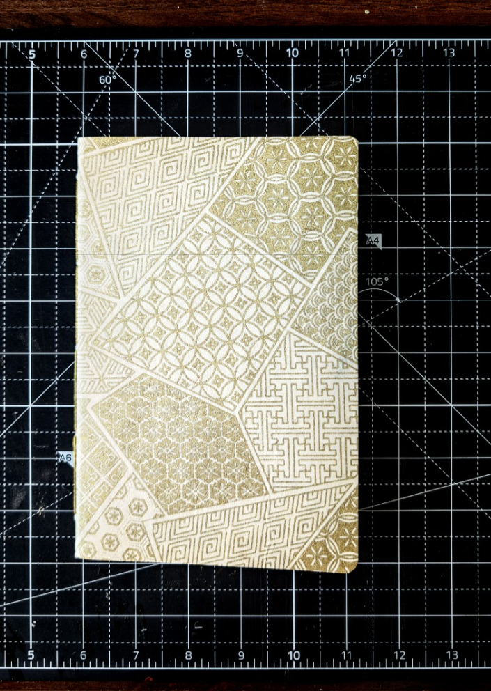 Cream Linen Notebook - Gold Patchwork