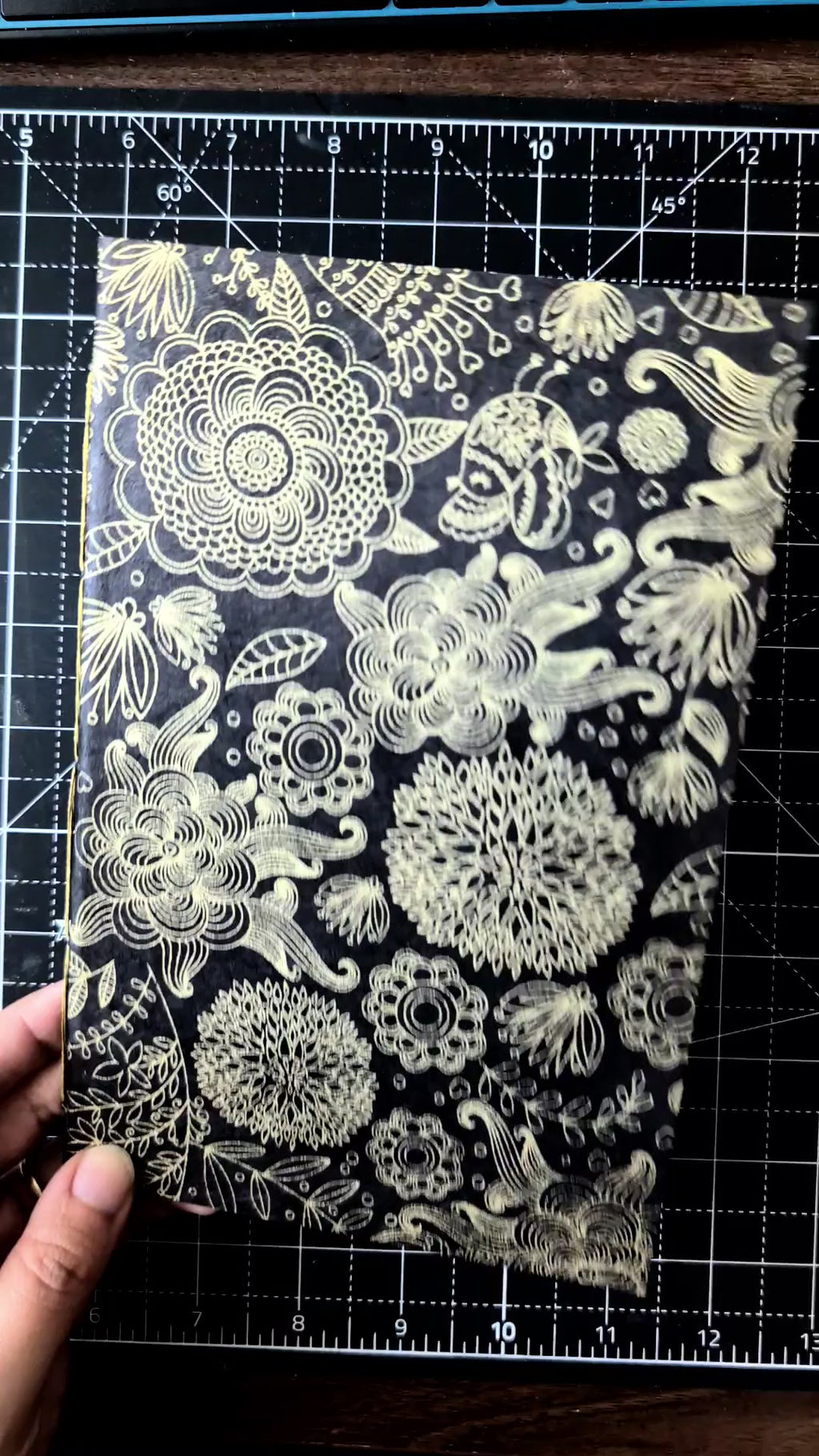 Single Signature Black Botanical Black Paper Notebook