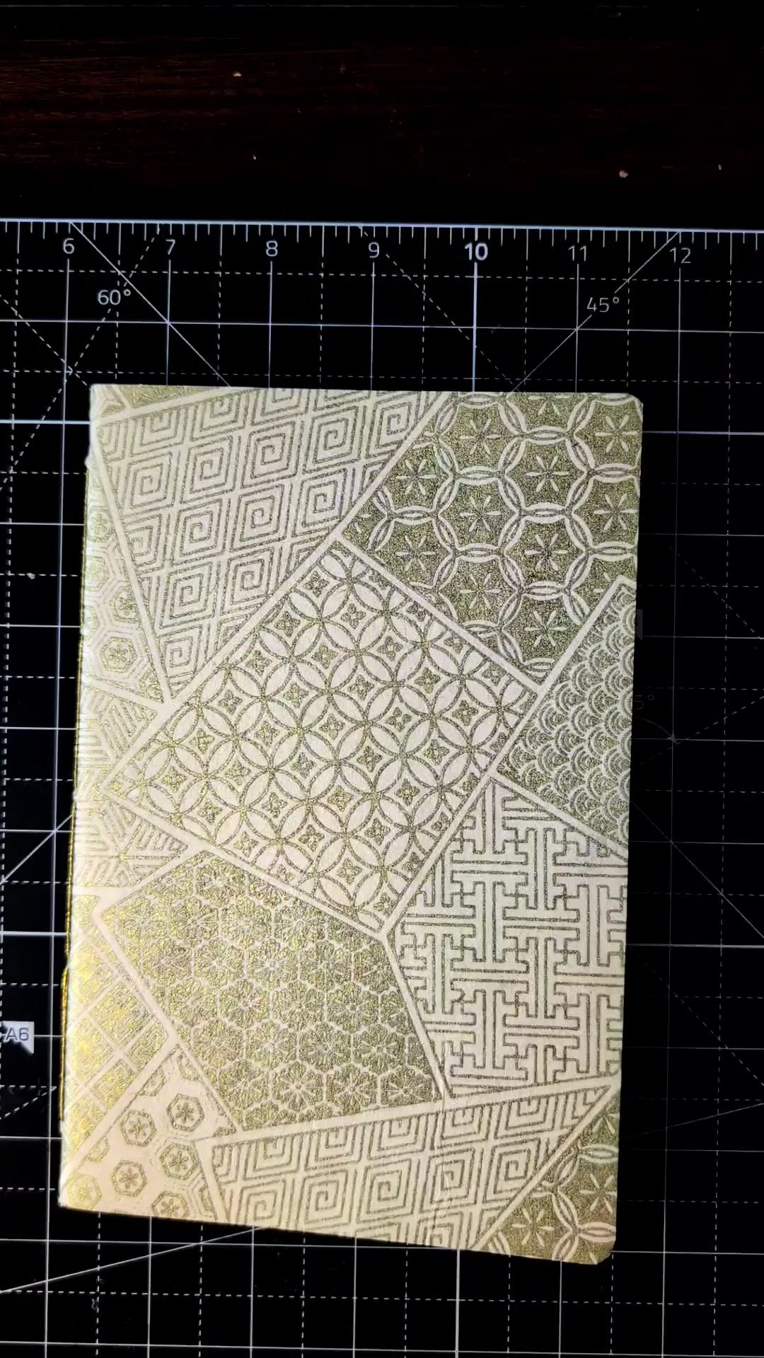 Cream Linen Notebook - Gold Patchwork