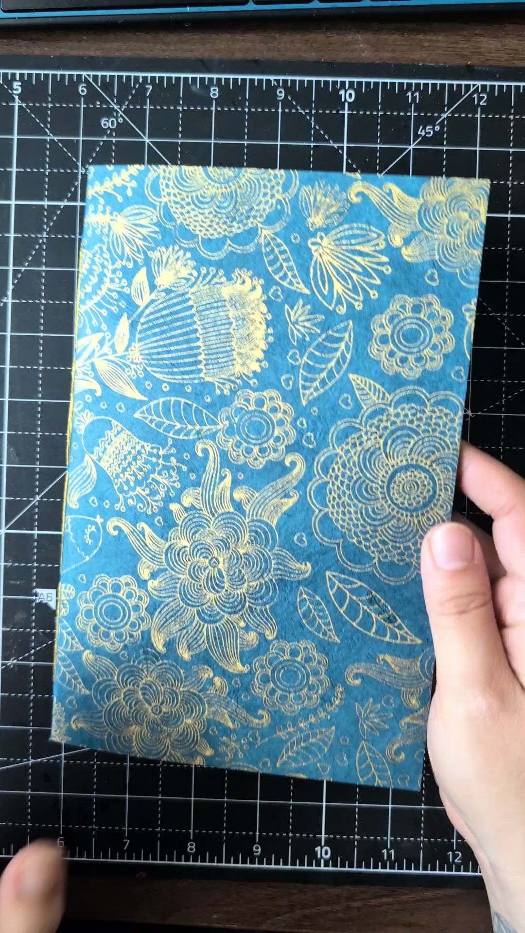 Single Signature Blue Botanical Black Paper Notebook